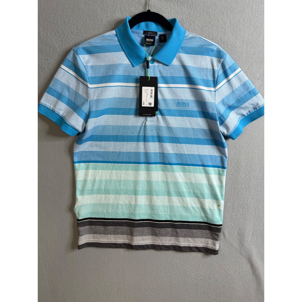 BOSS Striped Polo‎ Shirt Men's Small Athleisure Short Sleeve Casual NWT